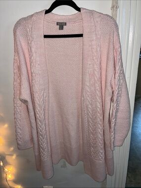 Falls Creek Light Pink Cable Open-Front Cardigan